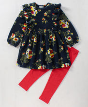 Load image into Gallery viewer, Floral Polar Fleece Dress Cotton Leggings Set