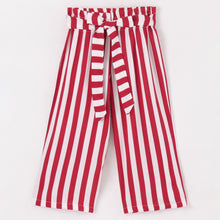 Load image into Gallery viewer, Striped Printed Belted Plazzo - Red