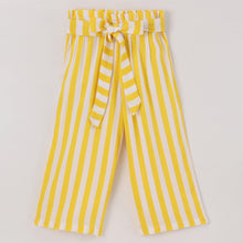 Load image into Gallery viewer, Striped Printed Belted Plazzo - Yellow