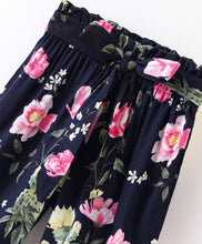 Load image into Gallery viewer, Floral Printed Belted Plazzo - Navy