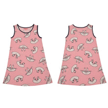 Load image into Gallery viewer, CrayonFlakes Kids Wear for Girls 100% Cotton Sleeveless Pink Cute Bunny Straight Knit Dress