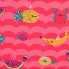Load image into Gallery viewer, Fruits Print With Polka Dot Night Suit - Pink &amp; Grey