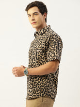 Load image into Gallery viewer, Leopard Print Half Sleeves Mens Shirt