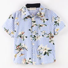 Load image into Gallery viewer, Stripes and Flowers Printed Half Sleeves Shirt