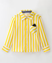 Load image into Gallery viewer, Striped Print Full Sleeves Shirt - Yellow