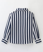Load image into Gallery viewer, Striped Print Full Sleeves Shirt - Navy