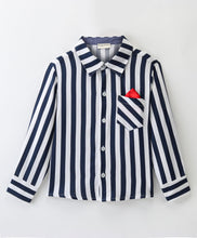 Load image into Gallery viewer, Striped Print Full Sleeves Shirt - Navy