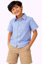Load image into Gallery viewer, Woven Striped Printed Half Sleeves Shirt
