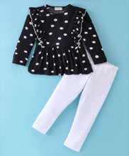 Load image into Gallery viewer, Polka Printed Frilled Top Leggings Set