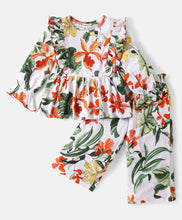 Load image into Gallery viewer, Floral Printed Frilled Top Palazzo Co-ord Set
