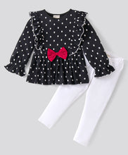 Load image into Gallery viewer, Polka Dots Printed Frilled Top Leggings Set