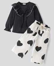 Load image into Gallery viewer, Solid Frilled Top Hearts Palazzo Set