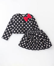 Load image into Gallery viewer, Polka Dots Printed Crop Cardigan Skirt Set
