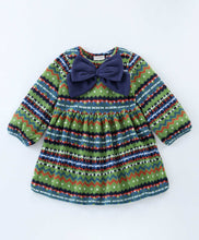 Load image into Gallery viewer, Jacquard with Bow Applique Polar Fleece Dress Leggings Set
