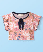 Load image into Gallery viewer, Floral Printed Crop Top Solid Skort Set