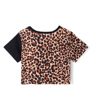 Load image into Gallery viewer, Animal Print Color Block Crop Top Shorts Set