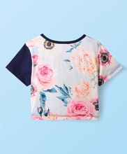 Load image into Gallery viewer, Floral Printed Color Block Crop Top Shorts Set
