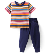 Load image into Gallery viewer, Multicolor Stripes Printed Cotton Tshirt Jogger Set
