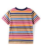 Load image into Gallery viewer, Multicolor Stripes Cotton Half Sleeves Tshirt Short Set
