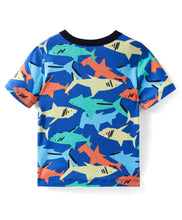 Load image into Gallery viewer, Whales Printed Cotton Half Sleeves Tshirt Short Set