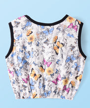Load image into Gallery viewer, Butterfly Printed Frilled Crop Cotton Top Short Set
