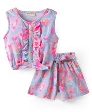 Load image into Gallery viewer, Floral Printed Frilled Crop Cotton Top Short Set