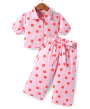 Load image into Gallery viewer, Polka Printed Crop Shirt Belted Palazzo Set