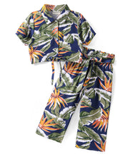 Load image into Gallery viewer, Floral Printed Crop Shirt Belted Palazzo Set