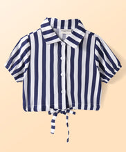Load image into Gallery viewer, Striped Crop Shirt Belted Palazzo Set