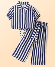 Load image into Gallery viewer, Striped Crop Shirt Belted Palazzo Set