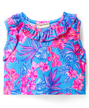 Load image into Gallery viewer, Floral Frilled Crop Top Solid Skort Set
