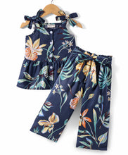 Load image into Gallery viewer, Floral Printed Open Strap Top Belted Palazzo Set