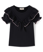 Load image into Gallery viewer, Solid Frilled Top Polka Belted Palazzo Set