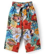 Load image into Gallery viewer, Solid Frilled Top Floral Belted Palazzo Set