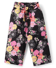Load image into Gallery viewer, Solid Frilled Crop Top Floral Belted Palazzo Set
