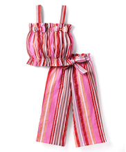 Load image into Gallery viewer, Striped Print Straped Top Palazzo Cotton Co-ord Set
