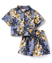 Load image into Gallery viewer, Floral Printed Crop Shirt Short Co-ord Cotton Set