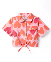 Load image into Gallery viewer, Hearts Printed Crop Shirt Short Co-ord Cotton Set
