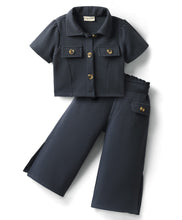 Load image into Gallery viewer, Solid Shirt with Palazzo Co-ord Set - Navy
