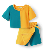 Load image into Gallery viewer, Solid Color Block Top Skort Set - Yellow
