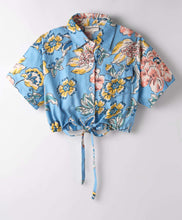 Load image into Gallery viewer, Floral Printed Crop Collar Top Belted Palazzo Set