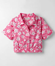 Load image into Gallery viewer, Floral Crop Shirt and Belted Short Cotton Set
