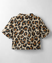 Load image into Gallery viewer, Leopard Crop Shirt and Belted Short Cotton Set
