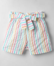 Load image into Gallery viewer, Striped Crop Shirt and Belted Short Cotton Set
