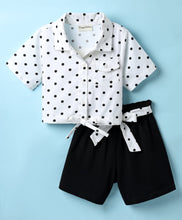 Load image into Gallery viewer, Polka Crop Shirt and Belted Short Cotton Set
