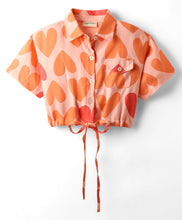 Load image into Gallery viewer, Hearts Shirt Style Crop Top Belted Palazzo Co-ord Set