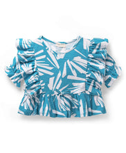 Load image into Gallery viewer, Abstract Printed Frilled Crop Top and Pant Cotton Co-ord Set
