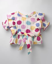 Load image into Gallery viewer, Polka Printed Frilled Crop Top and Pant Set

