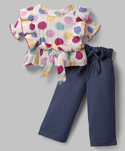 Load image into Gallery viewer, Polka Printed Frilled Crop Top and Pant Set
