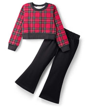 Load image into Gallery viewer, Checkered Printed Cotton Spandex Crop Top and Pant Set
